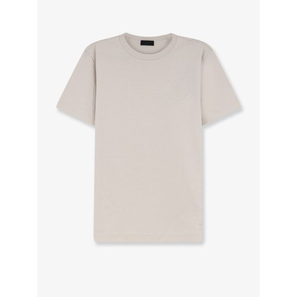 Moncler Men Cotton T-Shirt With Front Logo Patch